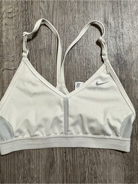 Nike Women’s Size SWhite Sports Bra Swoosh Light Support Scrappy
